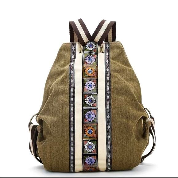 Embroidered Canvas Backpack high quality witchy core granolagirl Gorpcore fairy - Picture 2 of 8